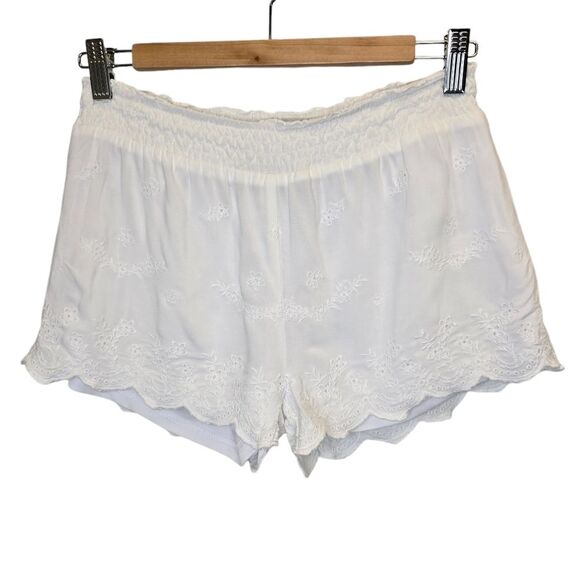 Blue Rain Women's S Flowy Embroidered Floral White Shorts - Picture 1 of 13